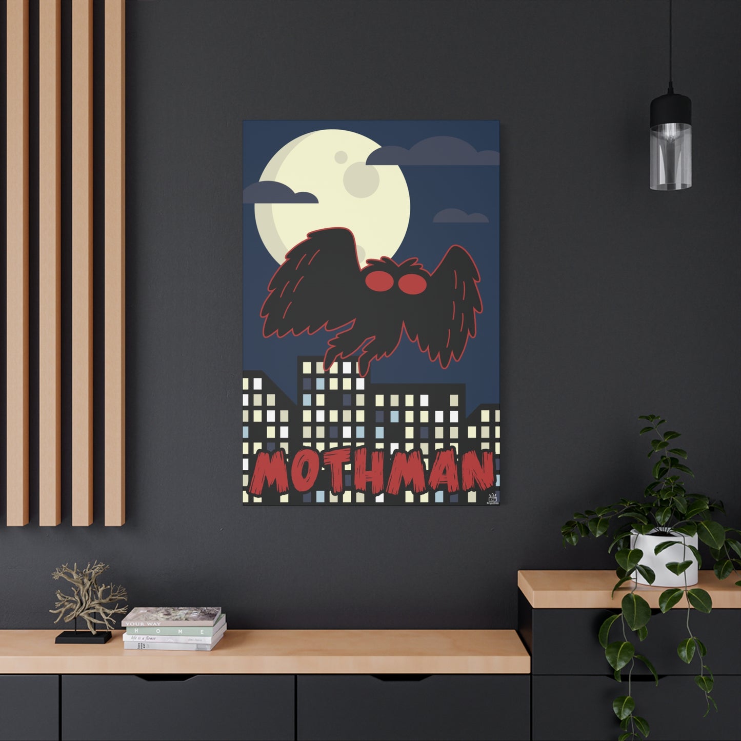 Mothman Cryptid Canvas Print, Matte Wall Art, Stretched 1.25" Border, Home Decor, Mythical Creature Poster, Urban Legend Mythology