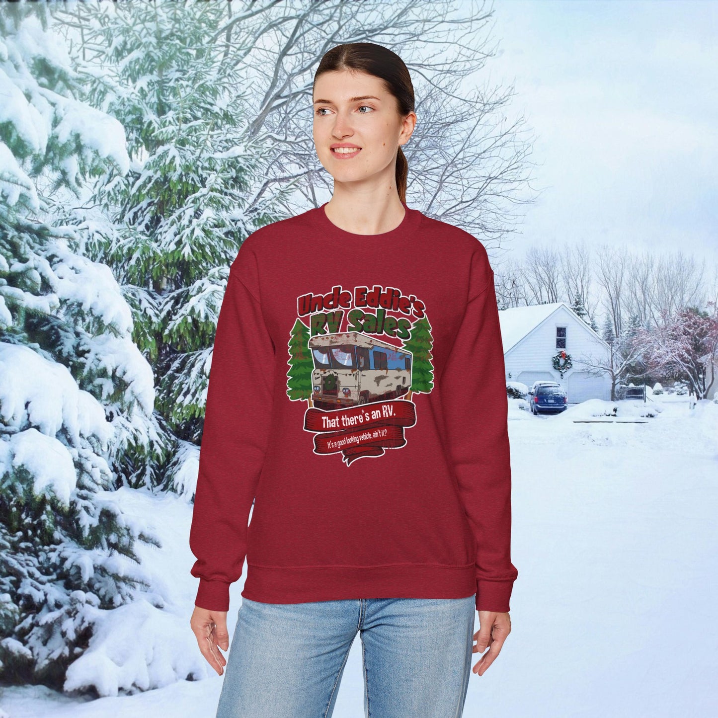 Uncle Eddie's RV Sales | Sweatshirt, Camping Crewneck Jumper, Gift for RV Enthusiasts, Motorhome Shirt, Traveler Top, Road Trip Gift