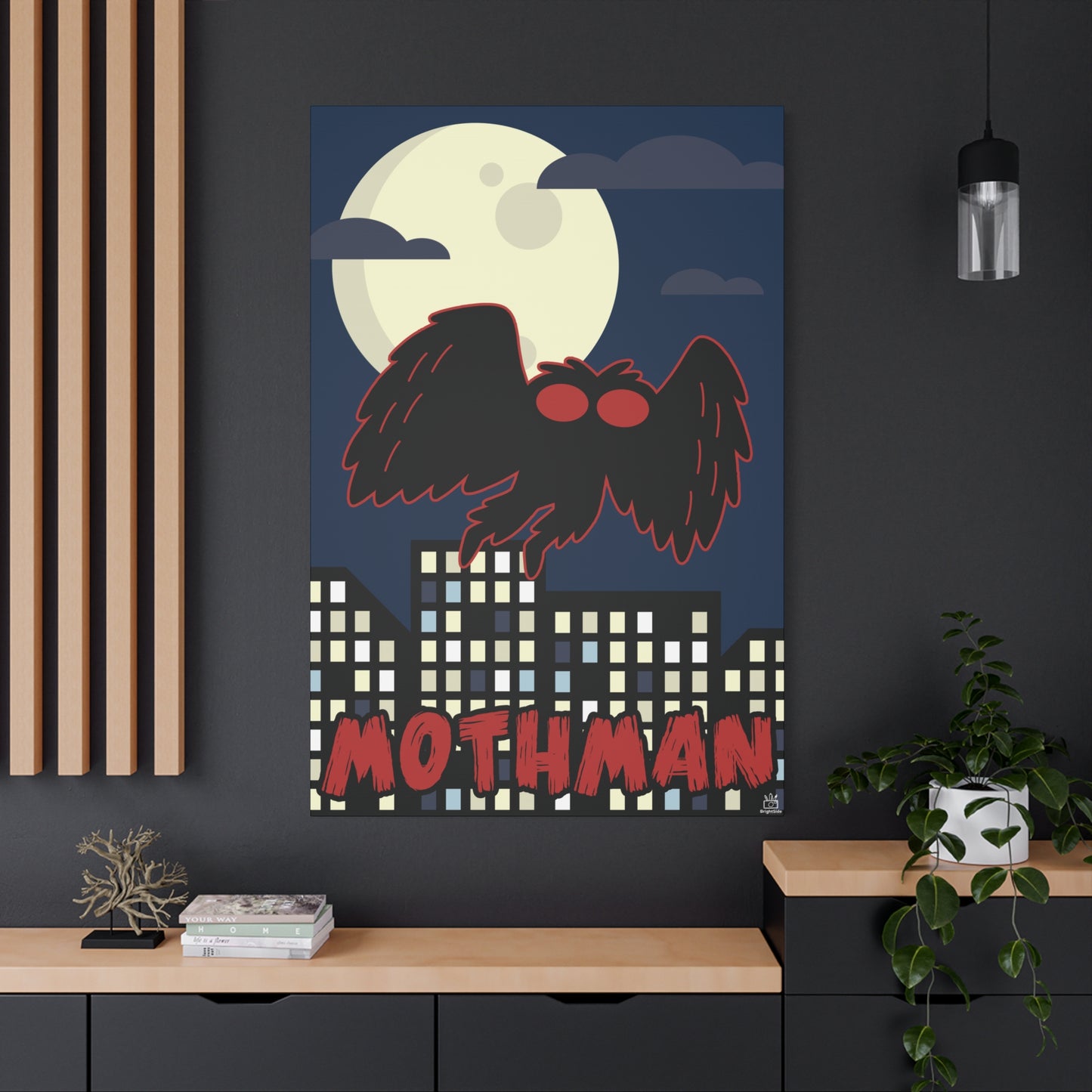 Mothman Cryptid Canvas Print, Matte Wall Art, Stretched 1.25" Border, Home Decor, Mythical Creature Poster, Urban Legend Mythology