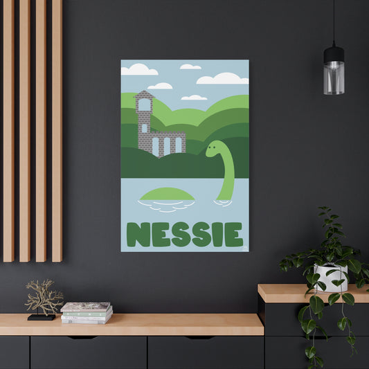 Nessie Loch Ness Monster Matte Canvas Print, Stretched, 1.25" Border, Home Decor Wall Art, Gift for Cryptid Enthusiasts, Mythology