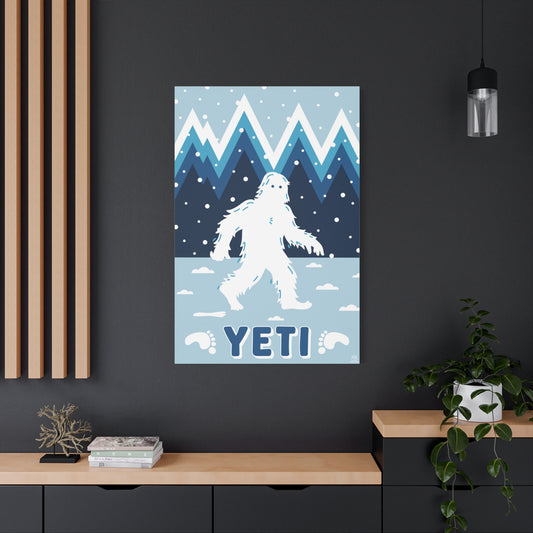 Yeti Abominable Snowman Canvas Wall Art, Matte Stretched Print, 1.25" Border, Home Decor, Gift for Cryptid Enthusiasts, Mythical Creature