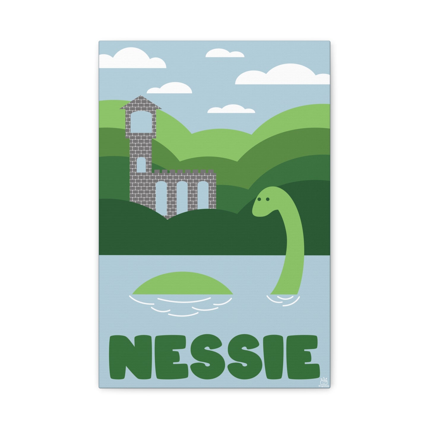 Nessie Loch Ness Monster Matte Canvas Print, Stretched, 1.25" Border, Home Decor Wall Art, Gift for Cryptid Enthusiasts, Mythology