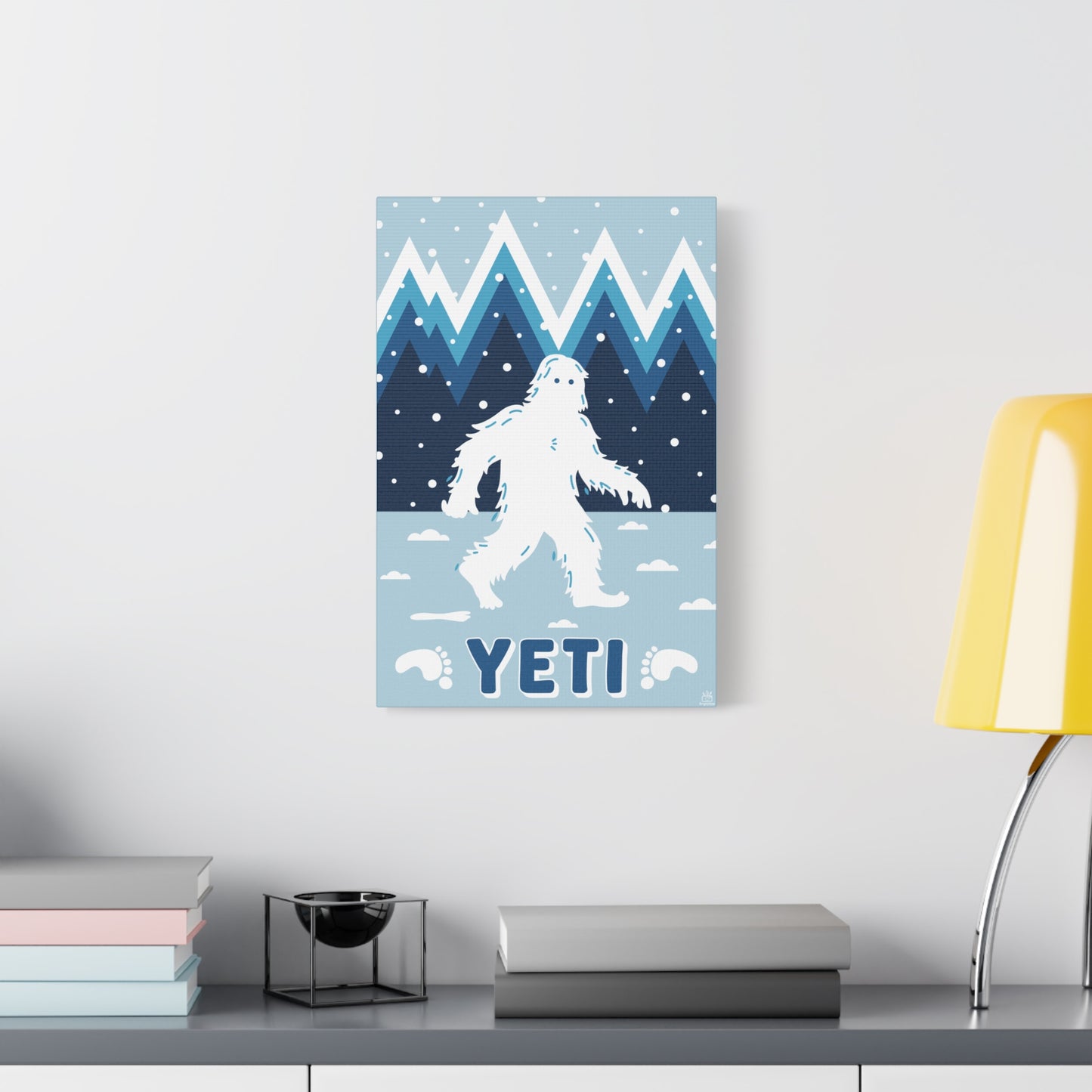 Yeti Abominable Snowman Canvas Wall Art, Matte Stretched Print, 1.25" Border, Home Decor, Gift for Cryptid Enthusiasts, Mythical Creature