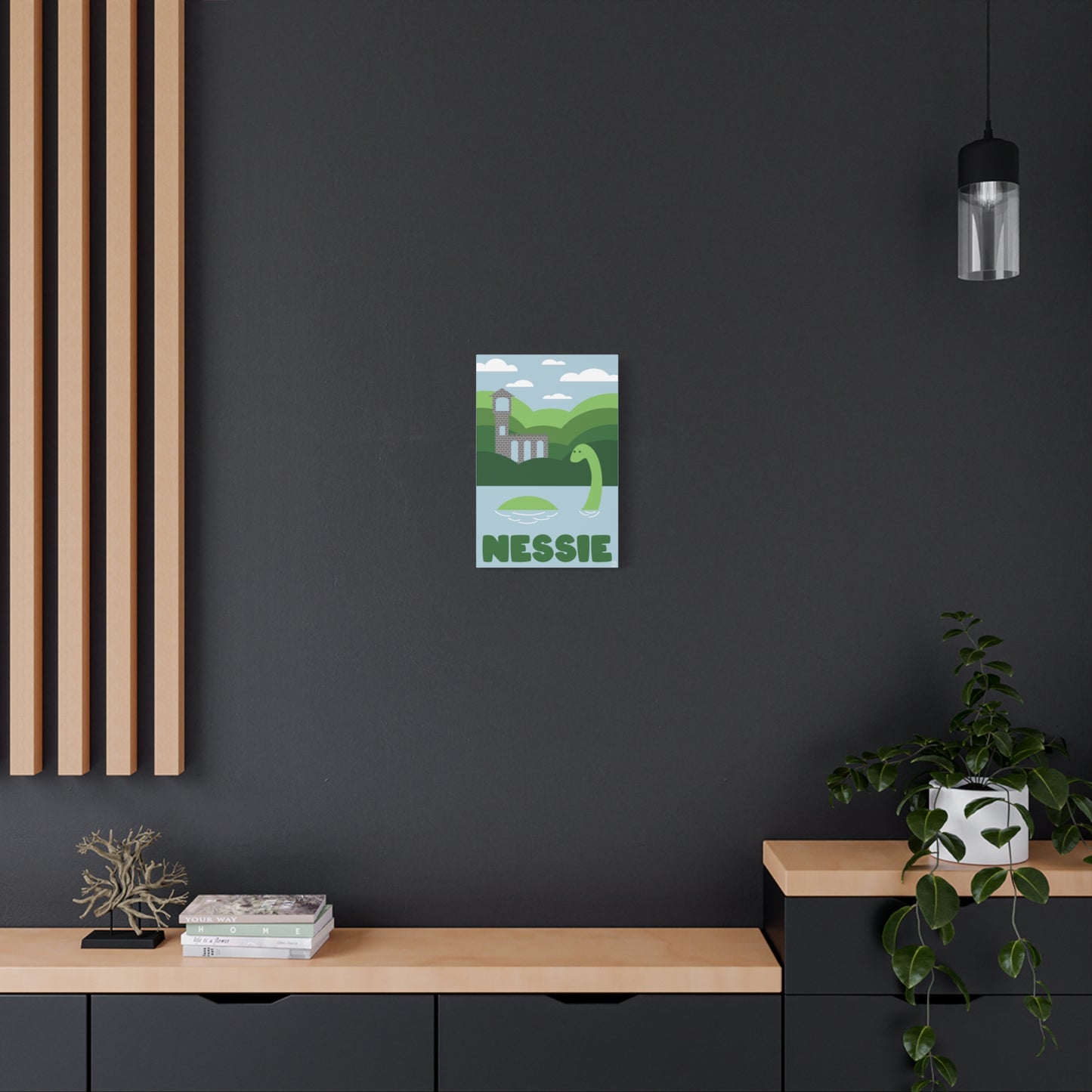 Nessie Loch Ness Monster Matte Canvas Print, Stretched, 1.25" Border, Home Decor Wall Art, Gift for Cryptid Enthusiasts, Mythology