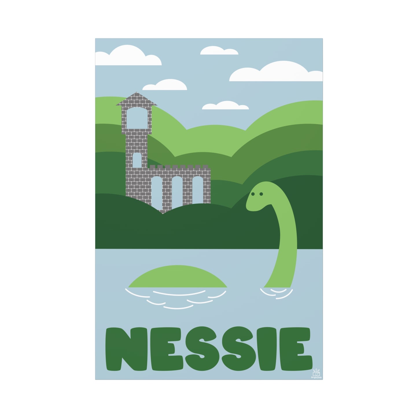 Nessie Loch Ness Monster Matte Canvas Print, Stretched, 1.25" Border, Home Decor Wall Art, Gift for Cryptid Enthusiasts, Mythology