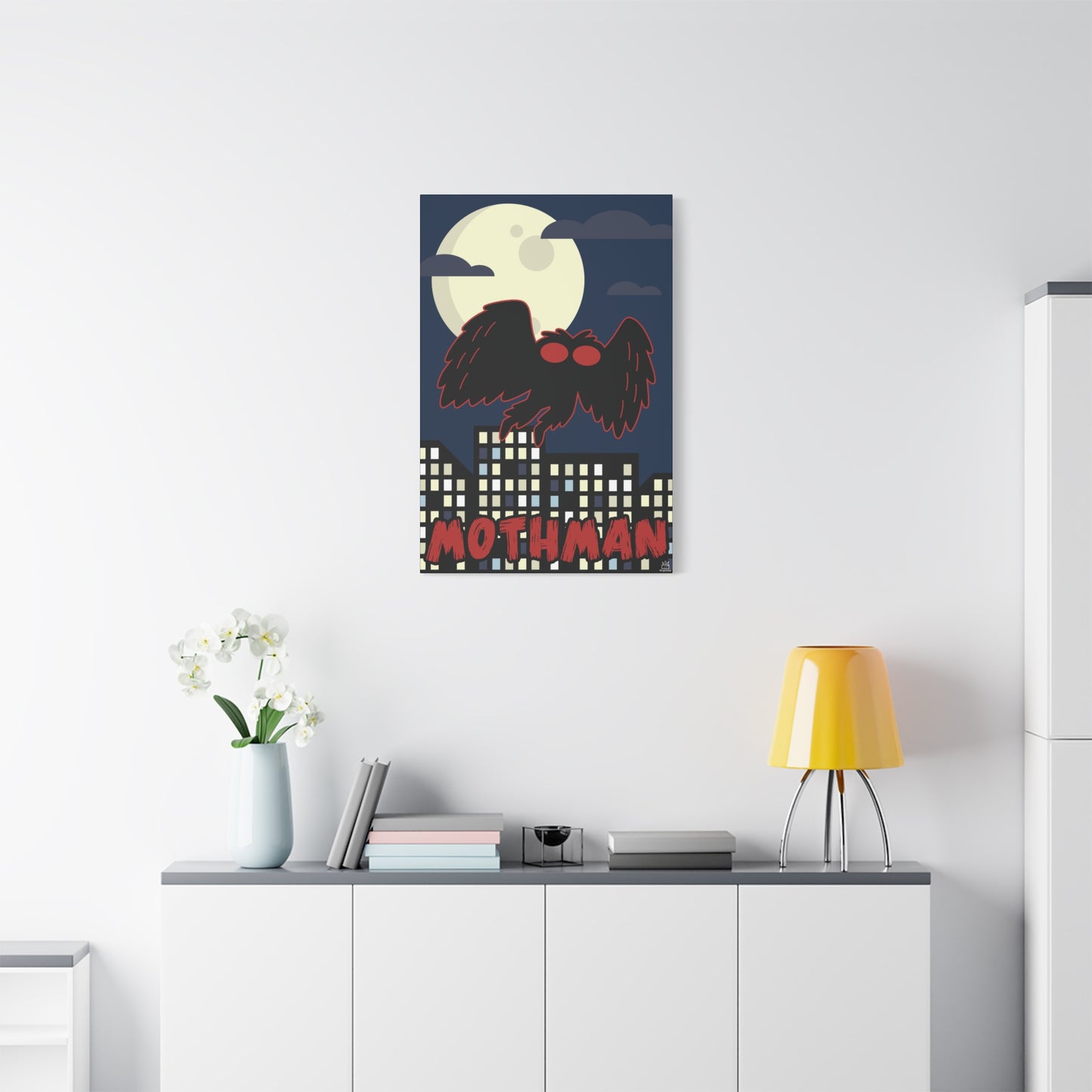 Mothman Cryptid Canvas Print, Matte Wall Art, Stretched 1.25" Border, Home Decor, Mythical Creature Poster, Urban Legend Mythology