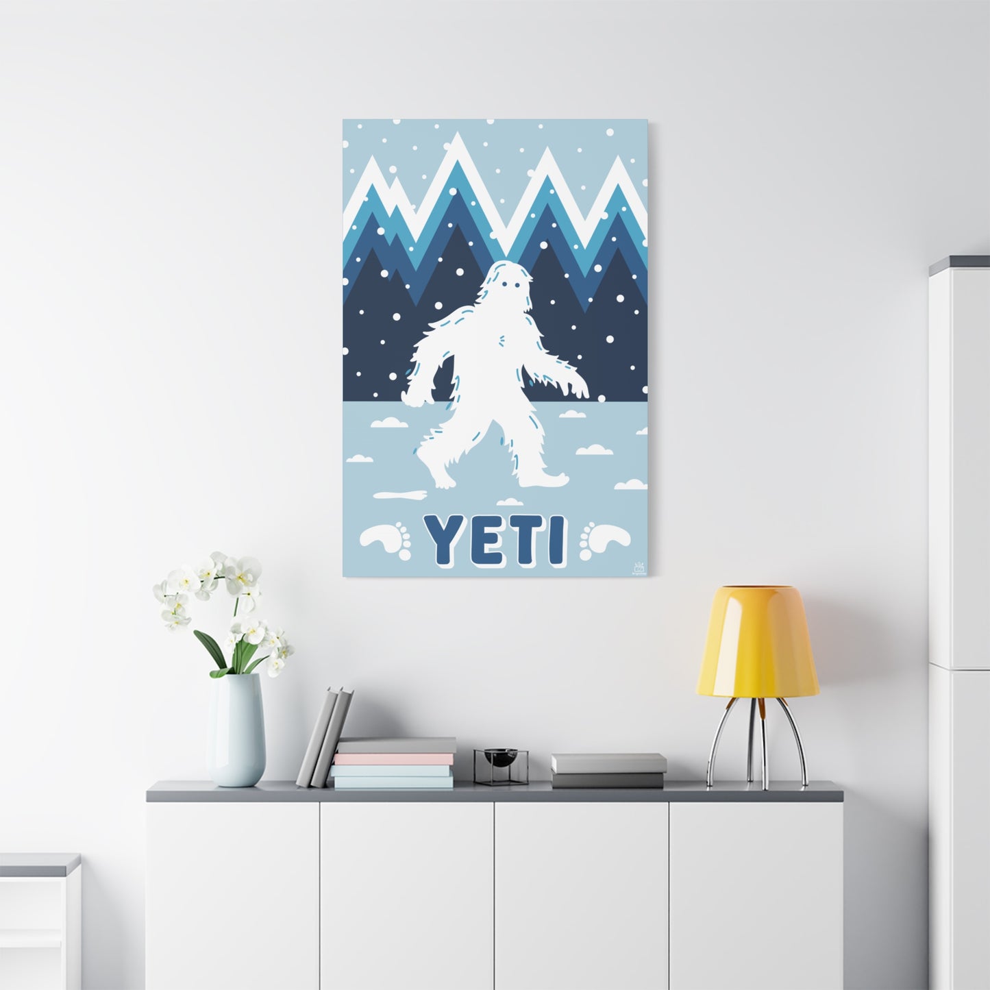 Yeti Abominable Snowman Canvas Wall Art, Matte Stretched Print, 1.25" Border, Home Decor, Gift for Cryptid Enthusiasts, Mythical Creature