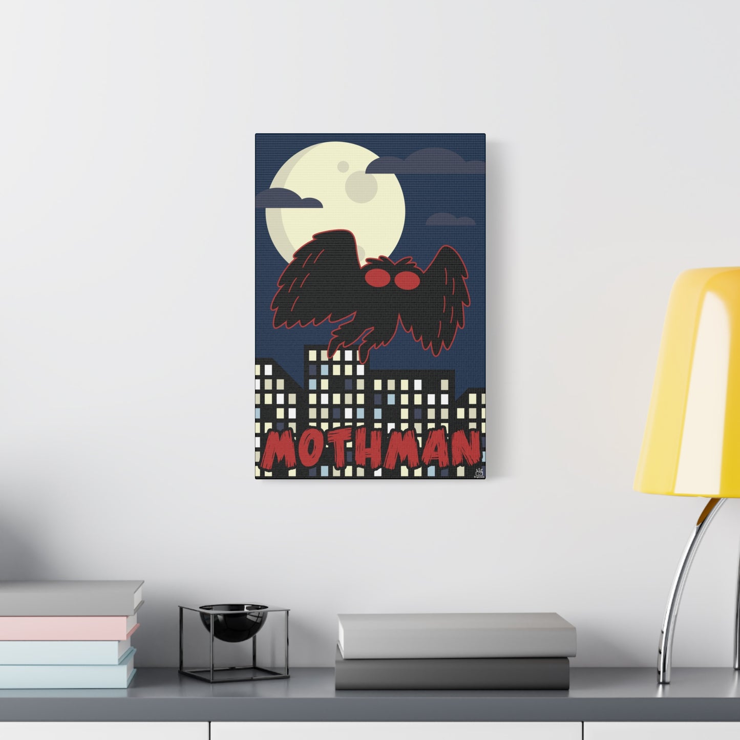 Mothman Cryptid Canvas Print, Matte Wall Art, Stretched 1.25" Border, Home Decor, Mythical Creature Poster, Urban Legend Mythology