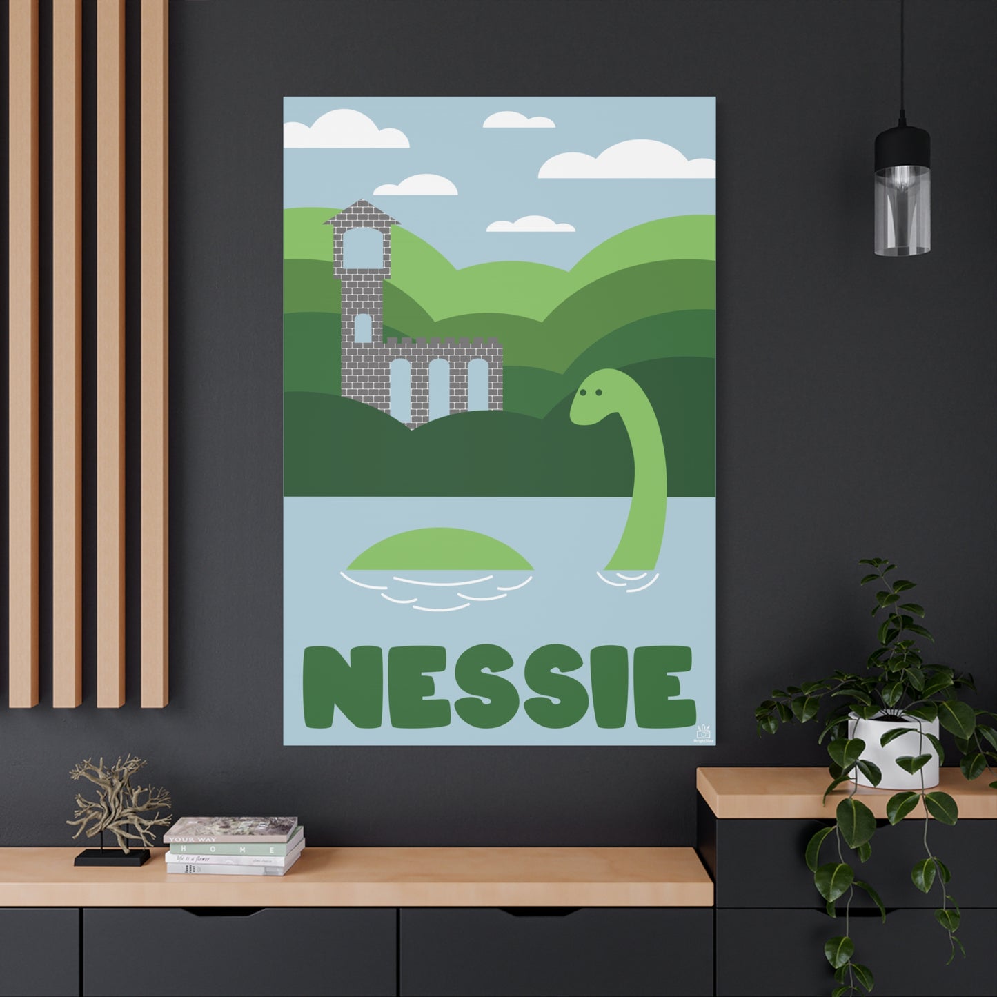 Nessie Loch Ness Monster Matte Canvas Print, Stretched, 1.25" Border, Home Decor Wall Art, Gift for Cryptid Enthusiasts, Mythology