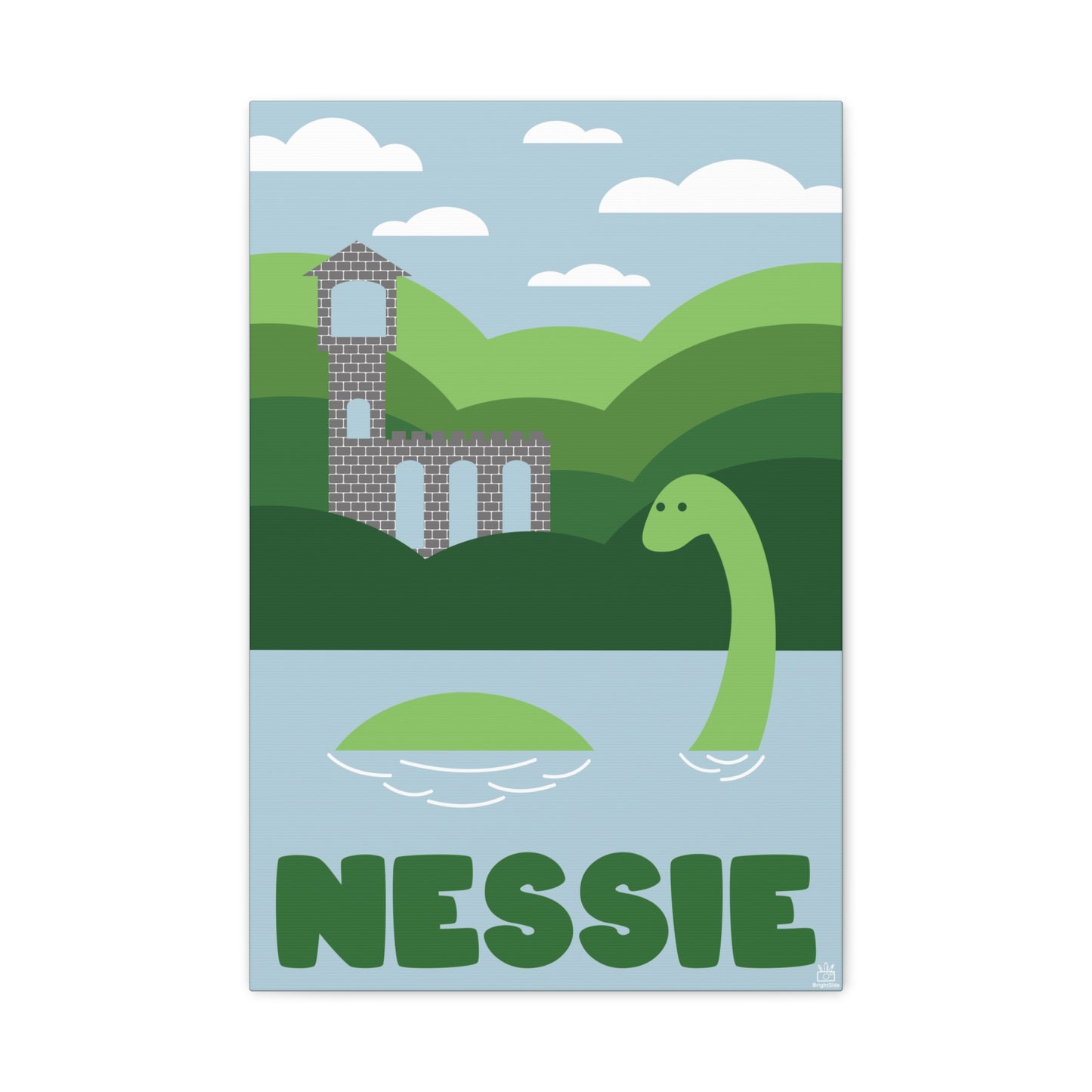 Nessie Loch Ness Monster Matte Canvas Print, Stretched, 1.25" Border, Home Decor Wall Art, Gift for Cryptid Enthusiasts, Mythology