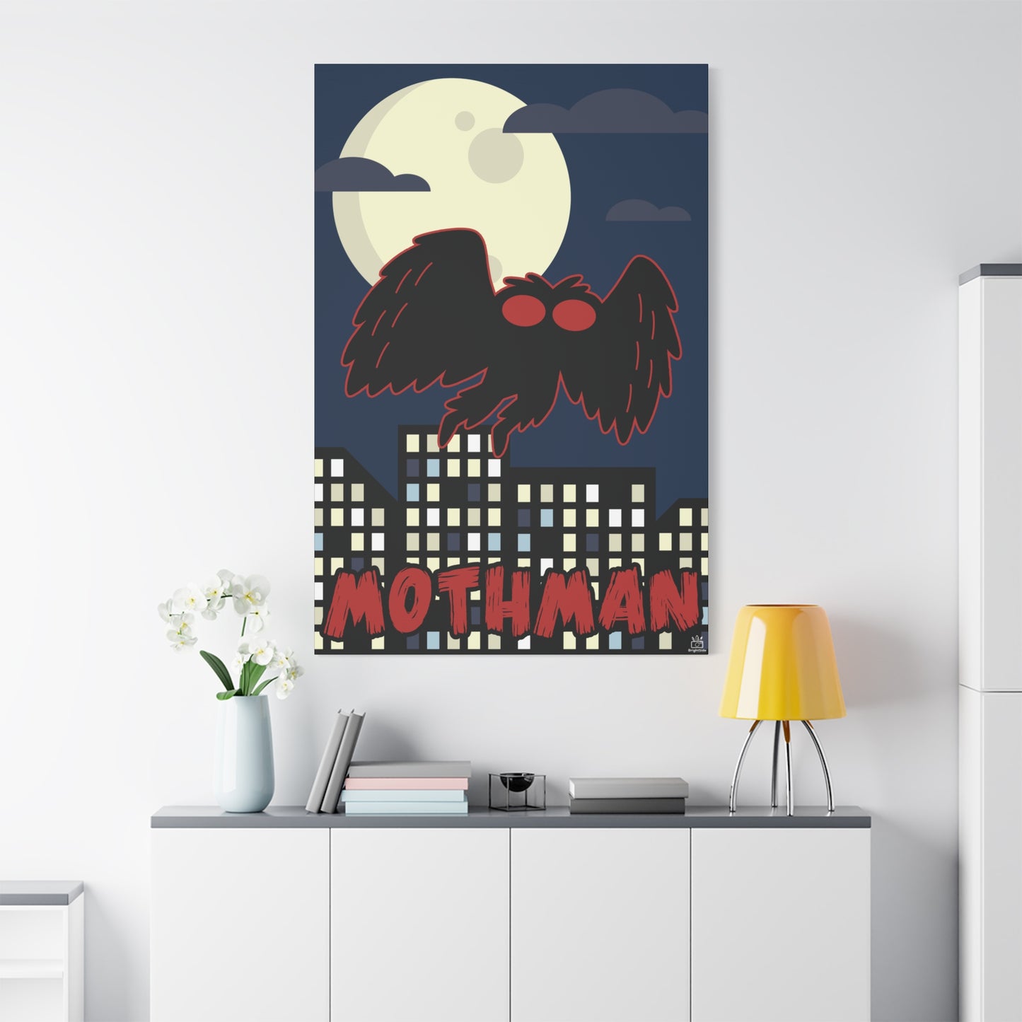 Mothman Cryptid Canvas Print, Matte Wall Art, Stretched 1.25" Border, Home Decor, Mythical Creature Poster, Urban Legend Mythology