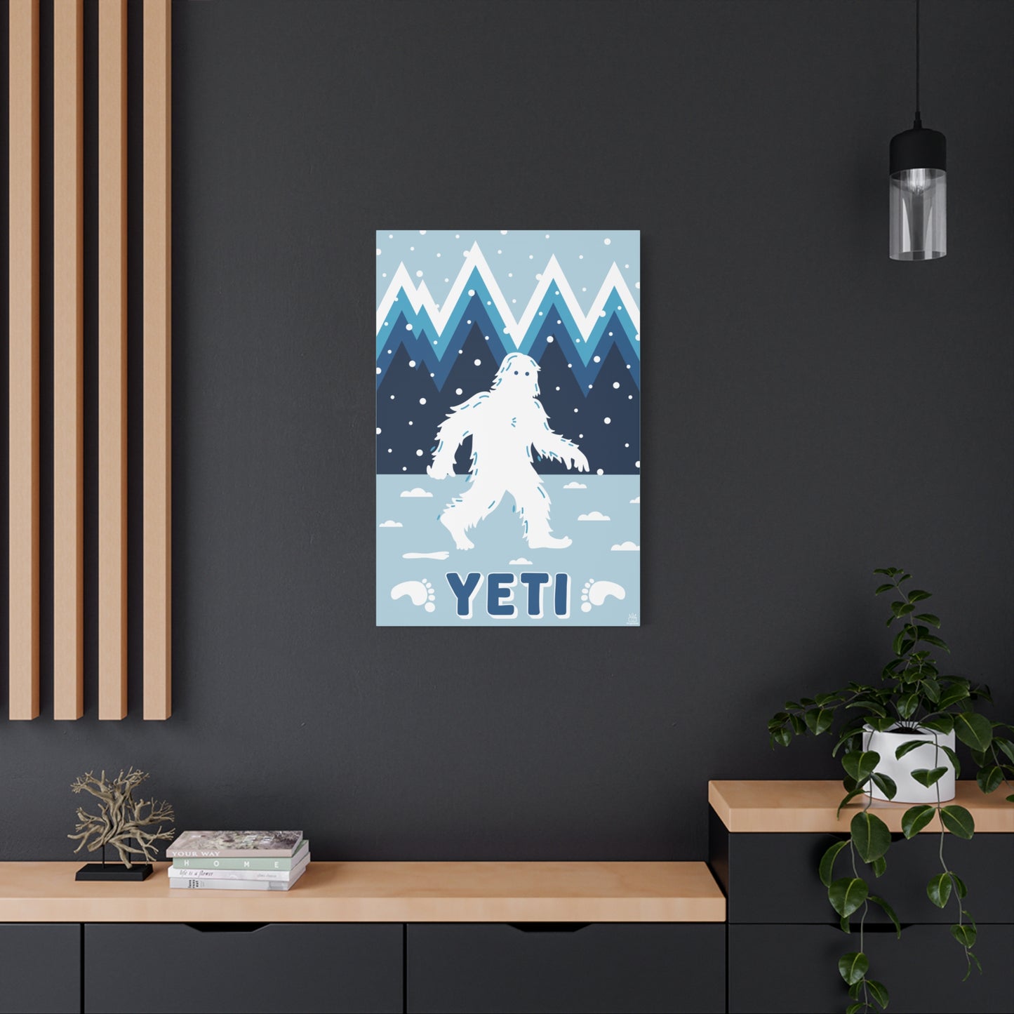 Yeti Abominable Snowman Canvas Wall Art, Matte Stretched Print, 1.25" Border, Home Decor, Gift for Cryptid Enthusiasts, Mythical Creature