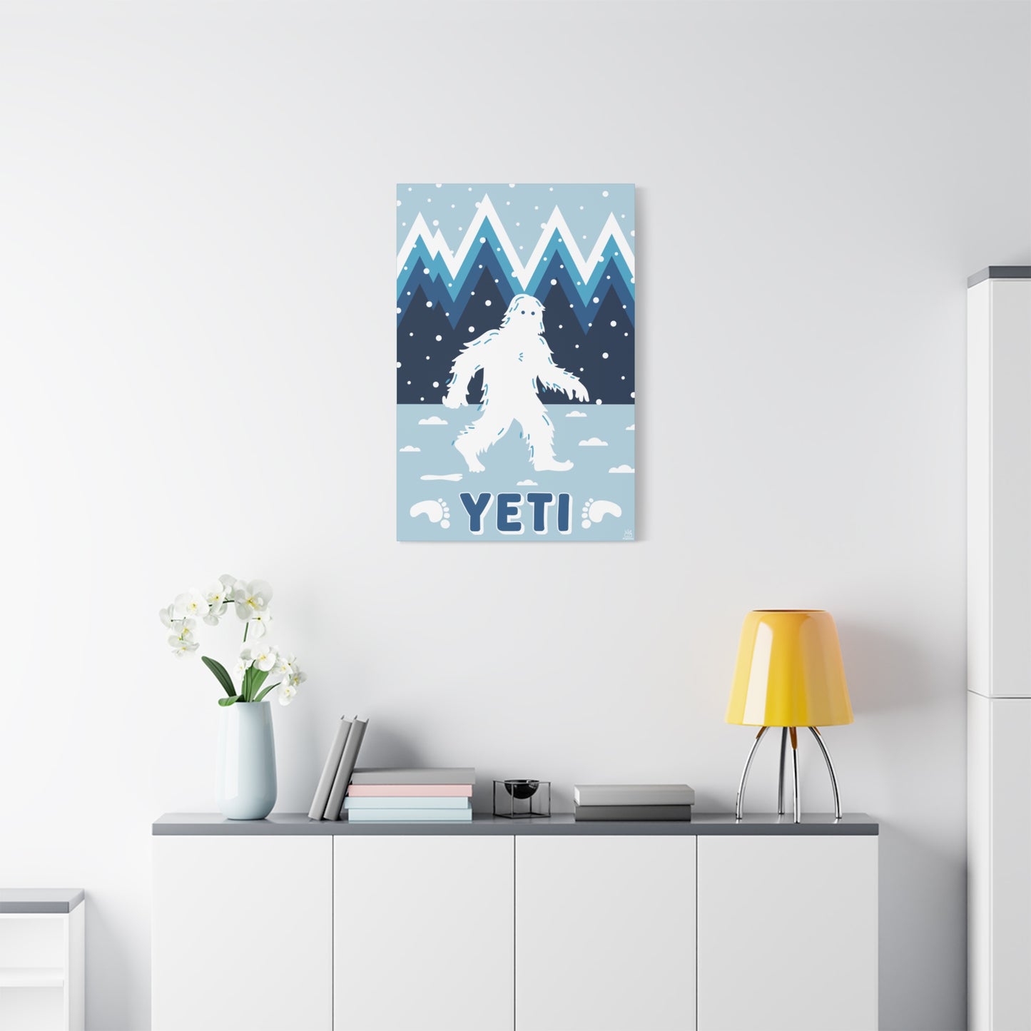 Yeti Abominable Snowman Canvas Wall Art, Matte Stretched Print, 1.25" Border, Home Decor, Gift for Cryptid Enthusiasts, Mythical Creature