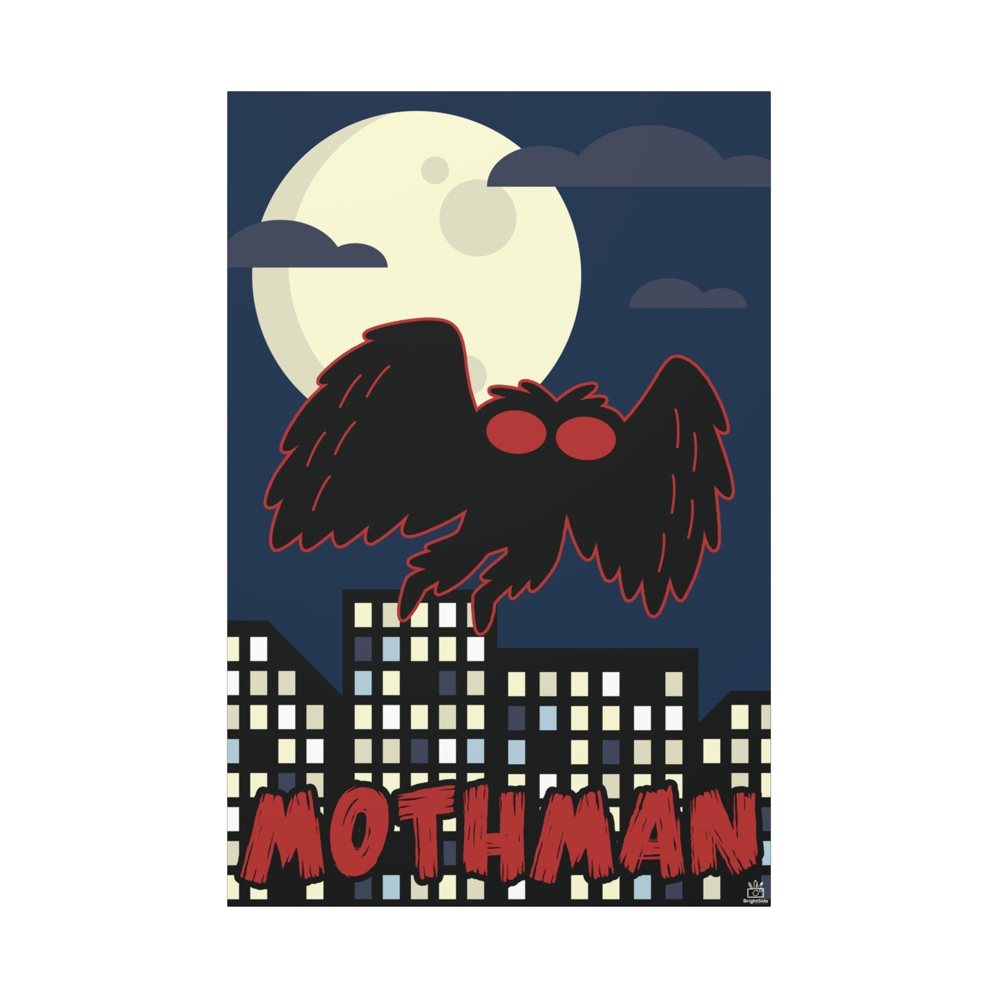 Mothman Cryptid Canvas Print, Matte Wall Art, Stretched 1.25" Border, Home Decor, Mythical Creature Poster, Urban Legend Mythology