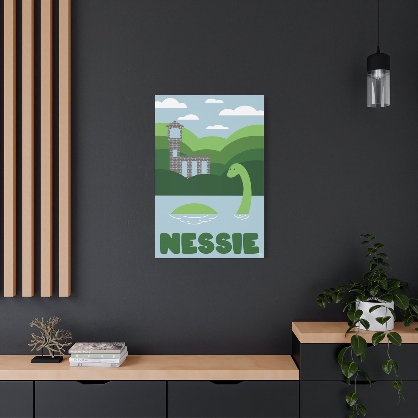 Nessie Loch Ness Monster Matte Canvas Print, Stretched, 1.25" Border, Home Decor Wall Art, Gift for Cryptid Enthusiasts, Mythology