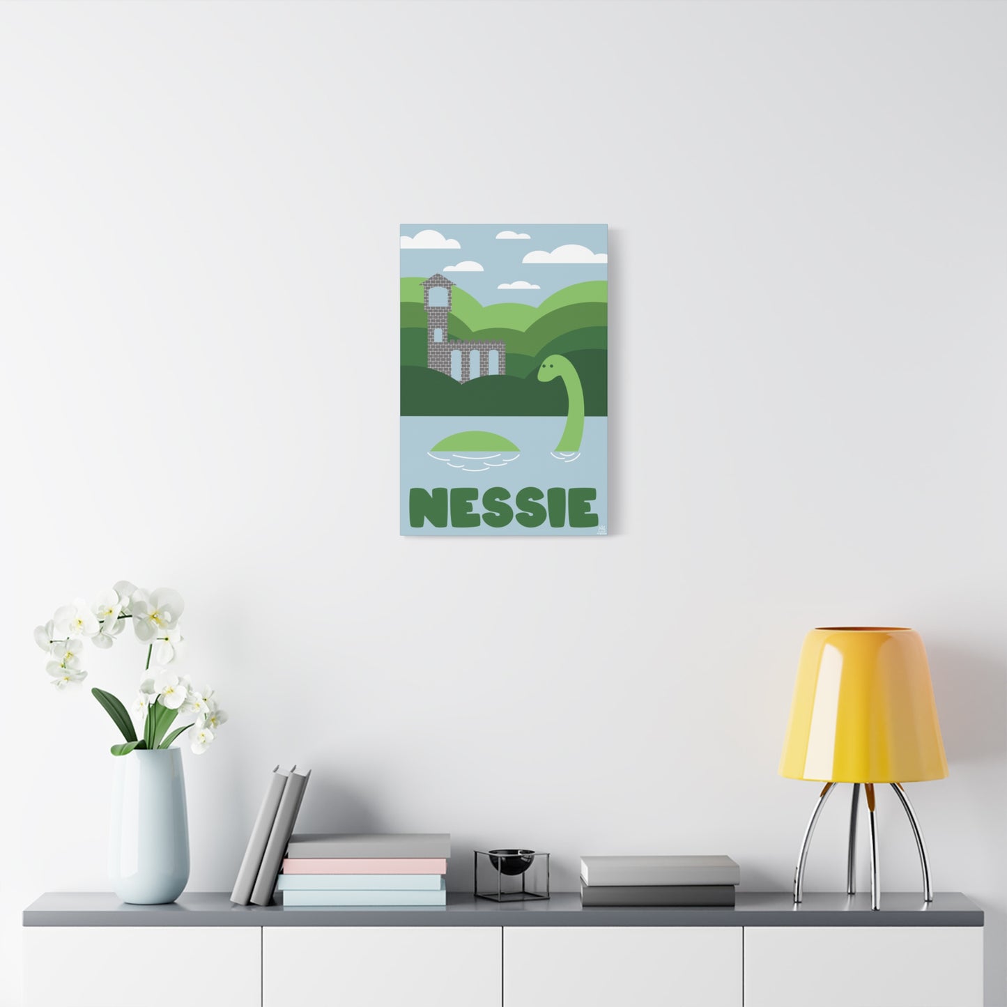Nessie Loch Ness Monster Matte Canvas Print, Stretched, 1.25" Border, Home Decor Wall Art, Gift for Cryptid Enthusiasts, Mythology