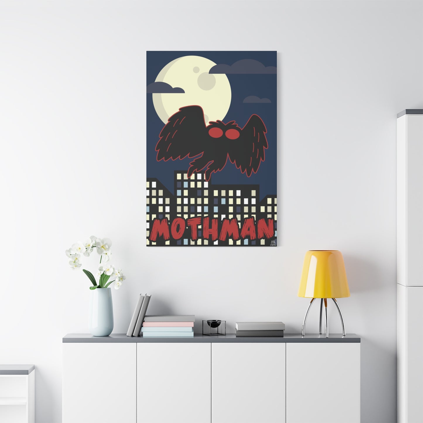 Mothman Cryptid Canvas Print, Matte Wall Art, Stretched 1.25" Border, Home Decor, Mythical Creature Poster, Urban Legend Mythology