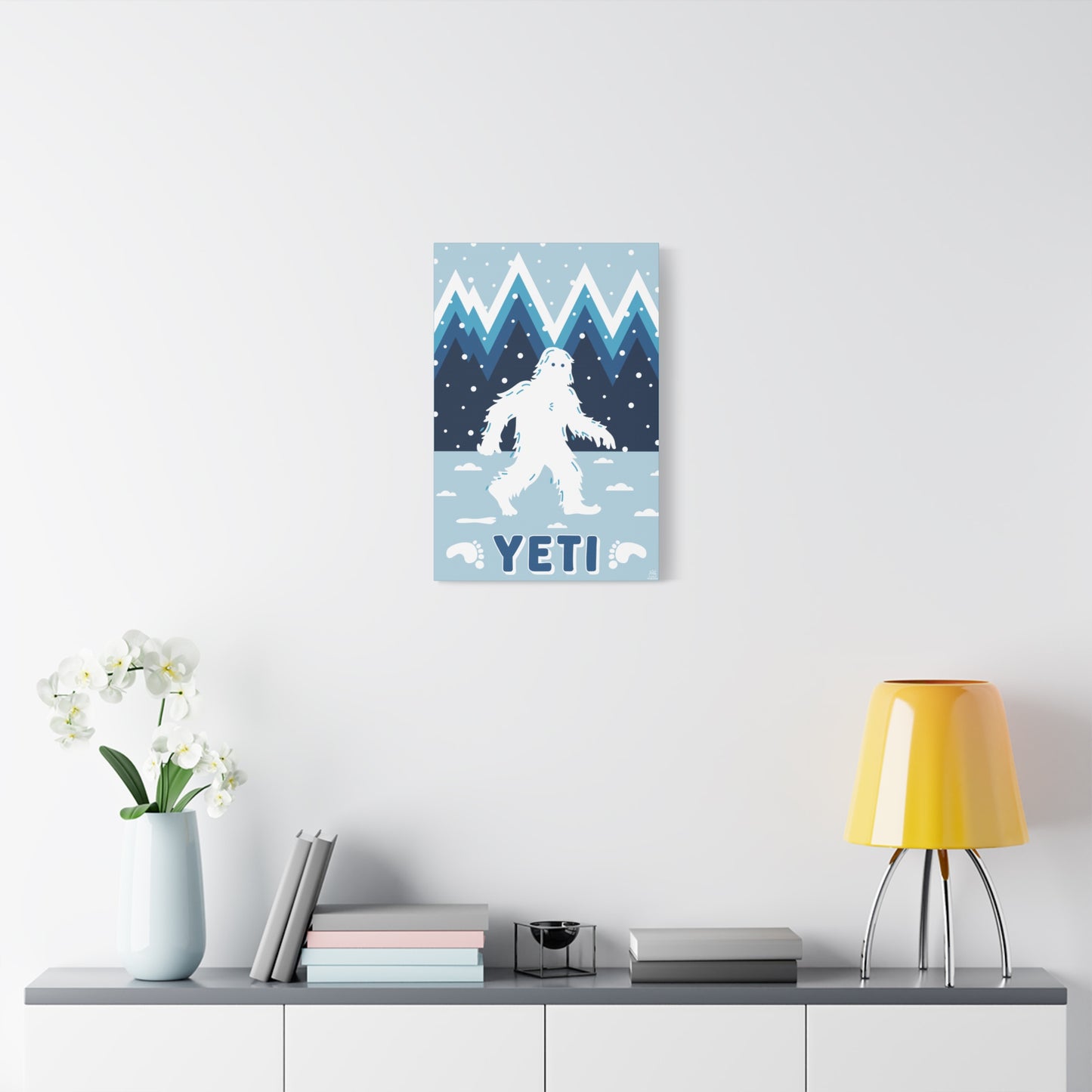 Yeti Abominable Snowman Canvas Wall Art, Matte Stretched Print, 1.25" Border, Home Decor, Gift for Cryptid Enthusiasts, Mythical Creature
