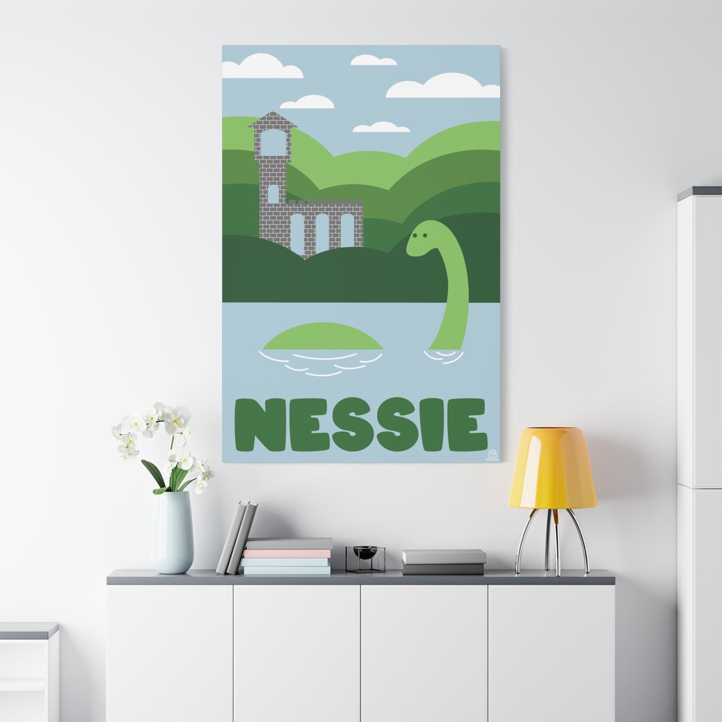Nessie Loch Ness Monster Matte Canvas Print, Stretched, 1.25" Border, Home Decor Wall Art, Gift for Cryptid Enthusiasts, Mythology