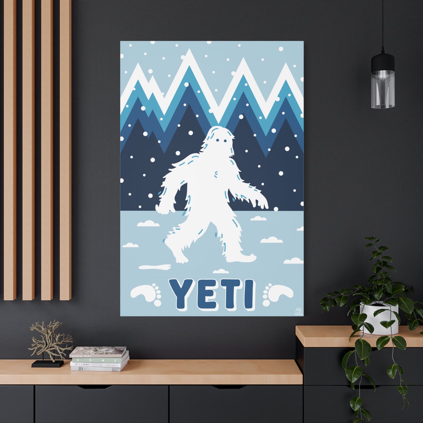 Yeti Abominable Snowman Canvas Wall Art, Matte Stretched Print, 1.25" Border, Home Decor, Gift for Cryptid Enthusiasts, Mythical Creature