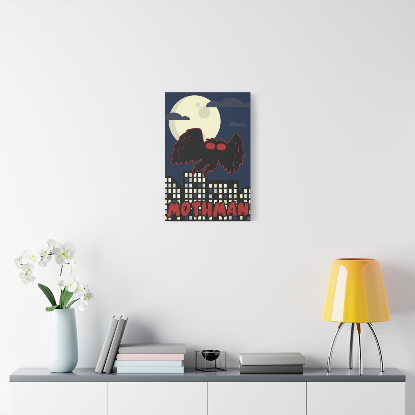 Mothman Cryptid Canvas Print, Matte Wall Art, Stretched 1.25" Border, Home Decor, Mythical Creature Poster, Urban Legend Mythology