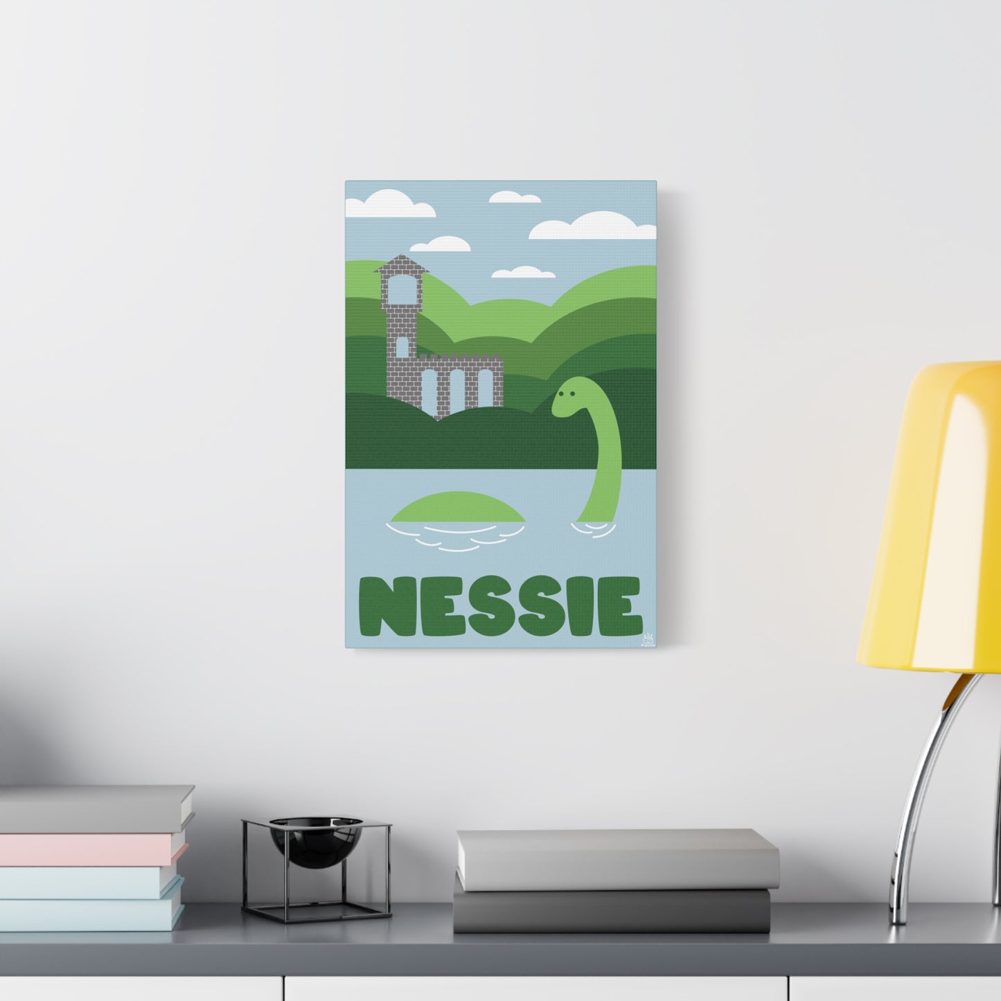 Nessie Loch Ness Monster Matte Canvas Print, Stretched, 1.25" Border, Home Decor Wall Art, Gift for Cryptid Enthusiasts, Mythology