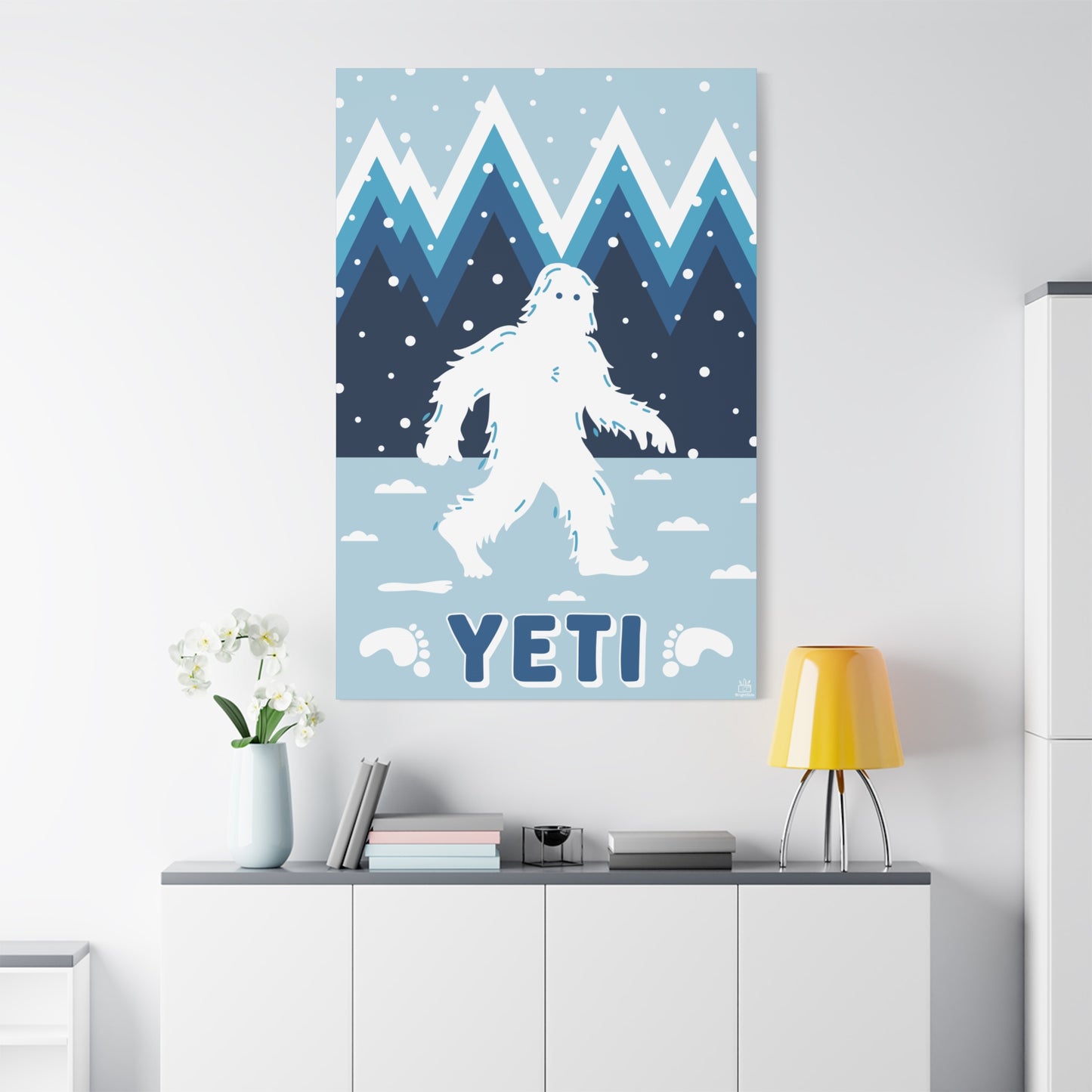 Yeti Abominable Snowman Canvas Wall Art, Matte Stretched Print, 1.25" Border, Home Decor, Gift for Cryptid Enthusiasts, Mythical Creature
