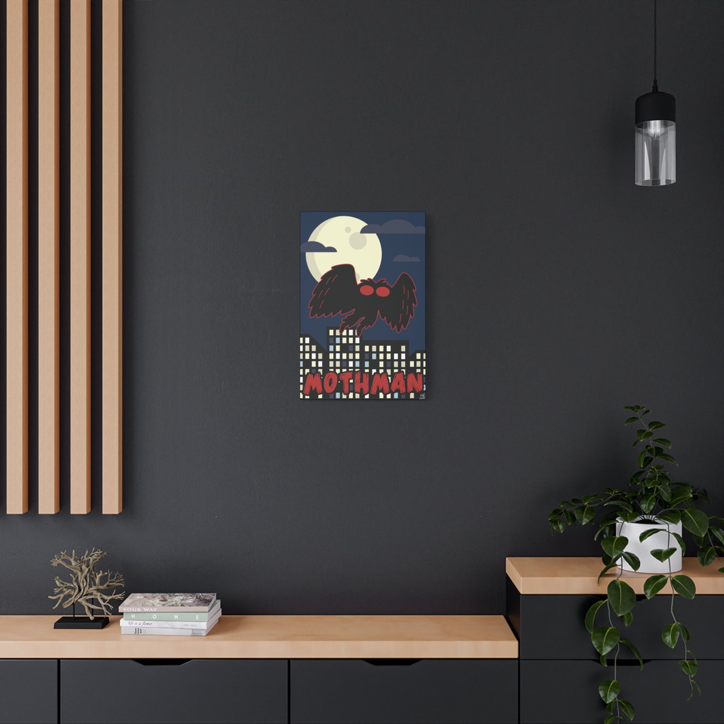Mothman Cryptid Canvas Print, Matte Wall Art, Stretched 1.25" Border, Home Decor, Mythical Creature Poster, Urban Legend Mythology