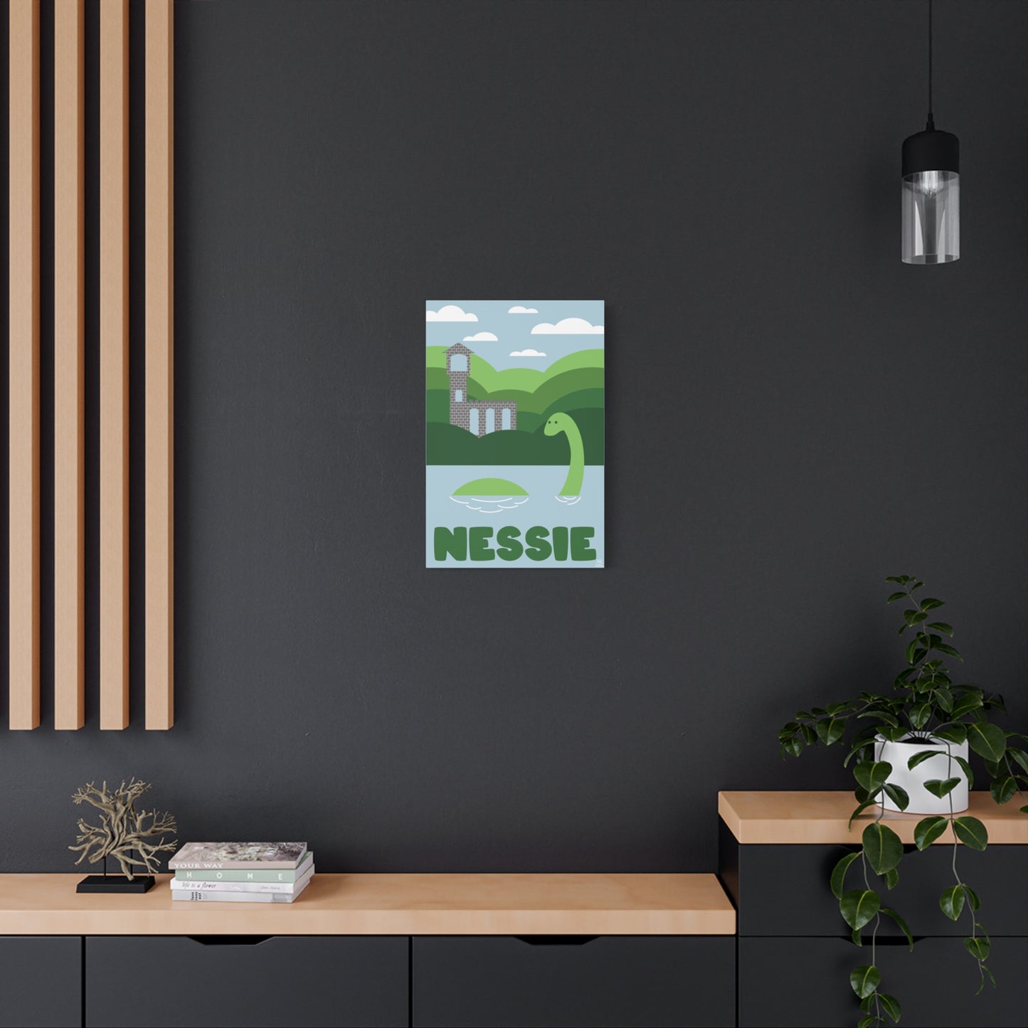 Nessie Loch Ness Monster Matte Canvas Print, Stretched, 1.25" Border, Home Decor Wall Art, Gift for Cryptid Enthusiasts, Mythology