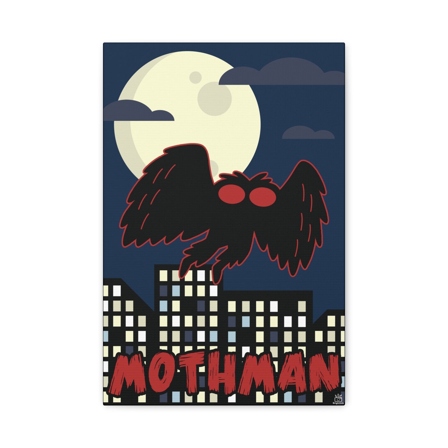 Mothman Cryptid Canvas Print, Matte Wall Art, Stretched 1.25" Border, Home Decor, Mythical Creature Poster, Urban Legend Mythology