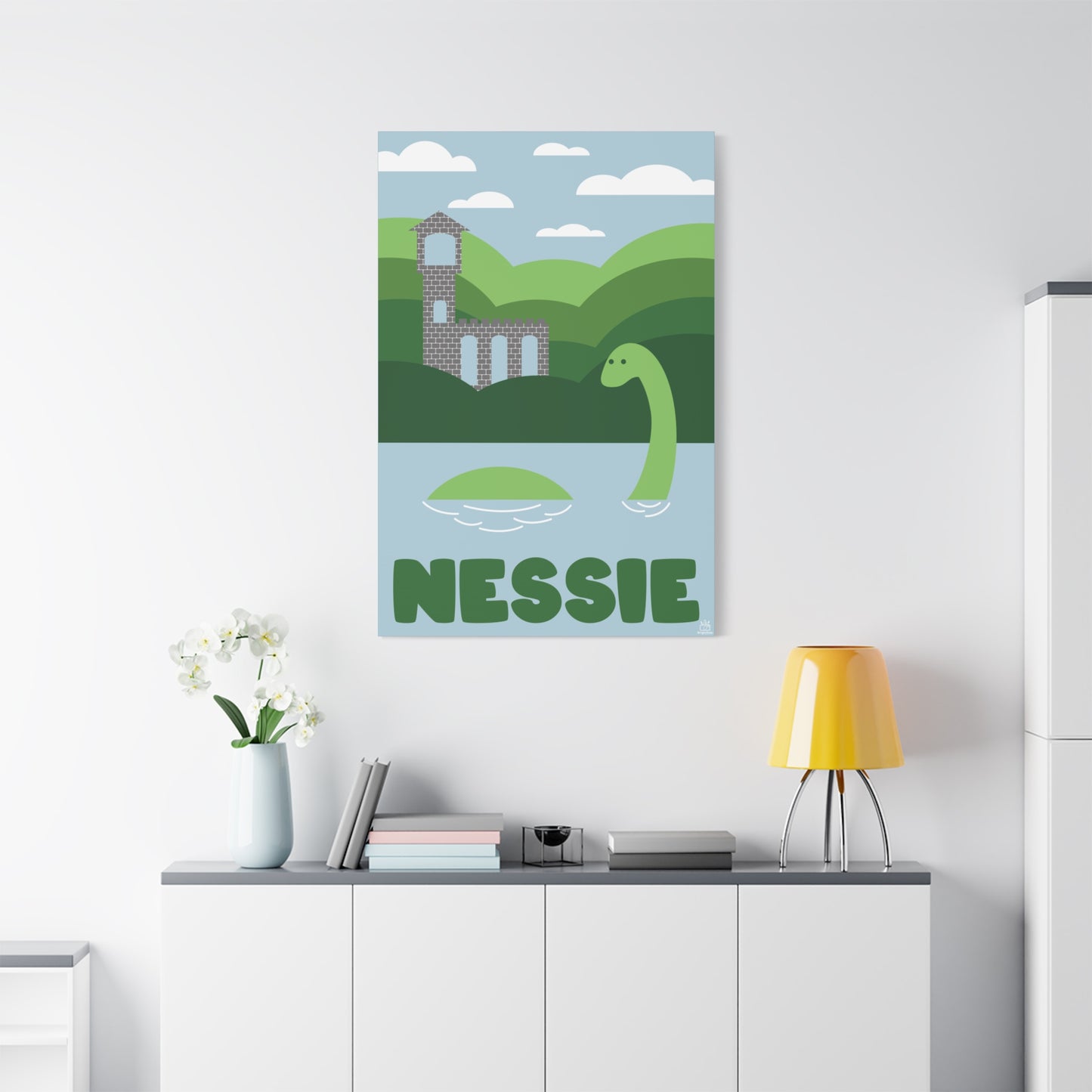 Nessie Loch Ness Monster Matte Canvas Print, Stretched, 1.25" Border, Home Decor Wall Art, Gift for Cryptid Enthusiasts, Mythology