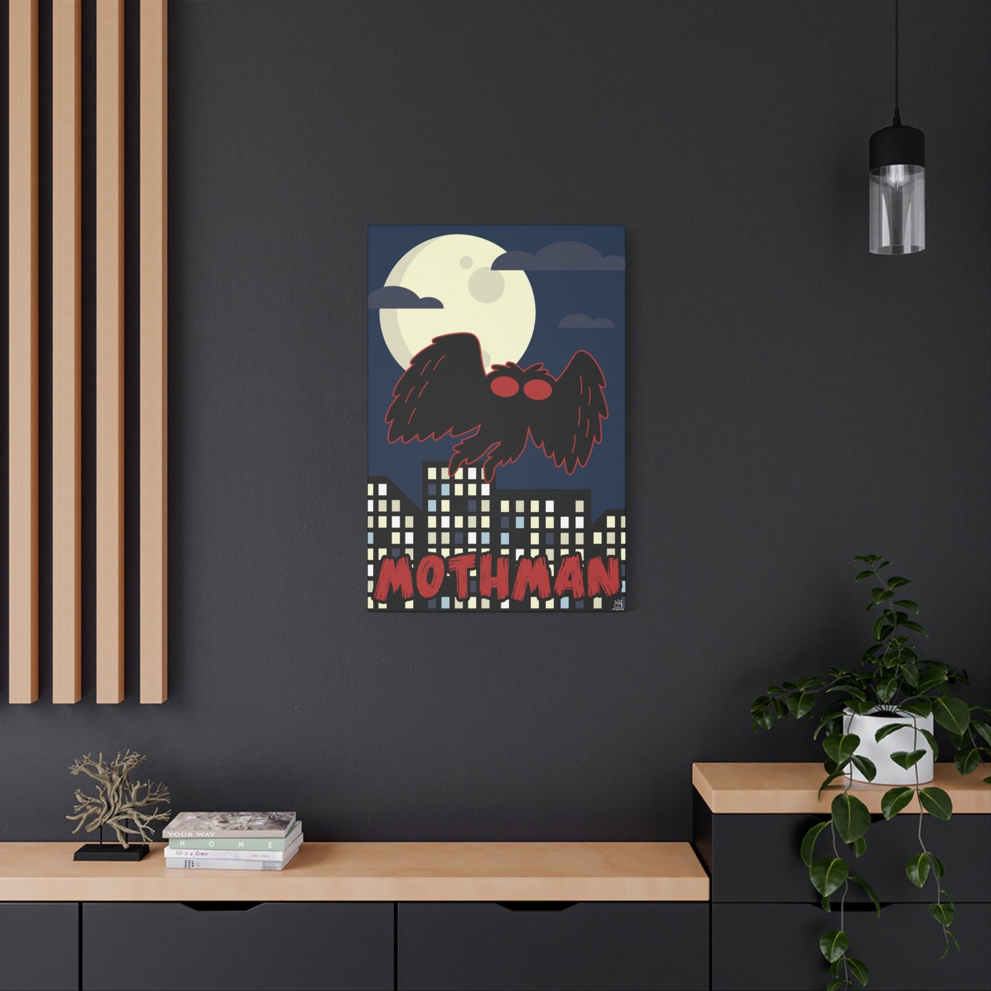 Mothman Cryptid Canvas Print, Matte Wall Art, Stretched 1.25" Border, Home Decor, Mythical Creature Poster, Urban Legend Mythology